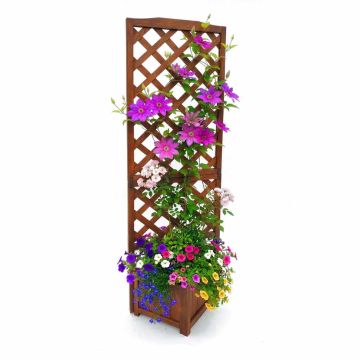 Puķu kaste ar režģi Relaxdays, integrēts pods, Brūna, 55 × 180 × 51 cm
