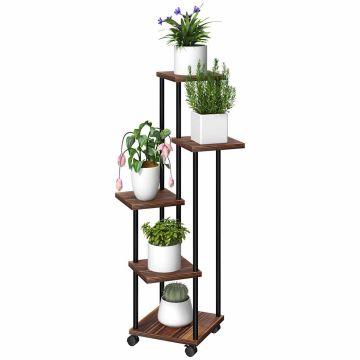 Подставка для цветов Outsunny 59x59x110см, коричневого/чёрного цвета