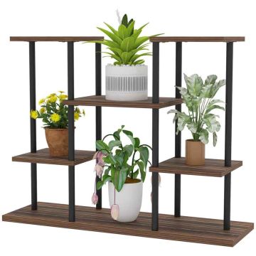 Подставка для цветов Outsunny 80x24x61,5см, коричневый/черный