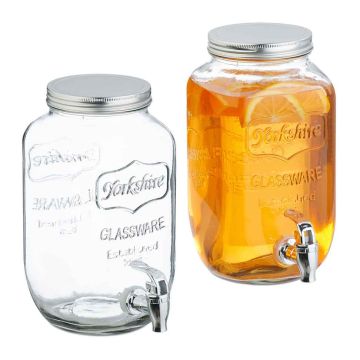Dzērienu dozatori Relaxdays, 2 gab., pa 3,5 l, Sudraba/daudzkrāsu, 13,5 × 26 × 19,5 cm