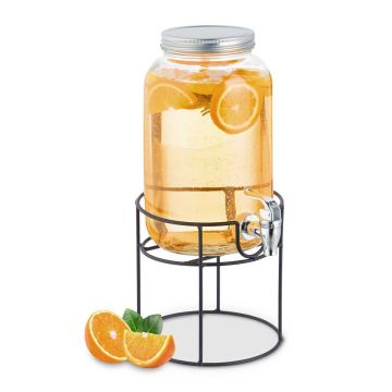 Dzērienu dozators Relaxdays, 3,3 l ar krānu un statīvu, 17 × 36 × 21 cm