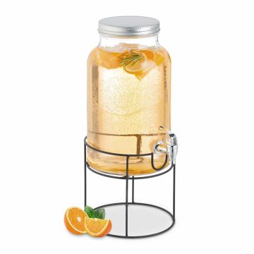 Dzērienu dozators Relaxdays, 6 l ar krānu un statīvu, 19,5 × 43 × 24 cm