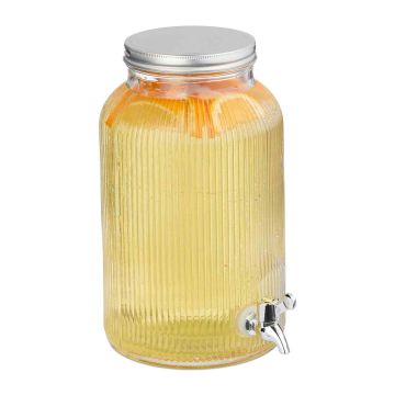 Dzērienu dozators Relaxdays, L izmērs, 5 l, Caurspīdīga/sudraba, 18,5 × 30 × 24 cm
