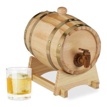 Dzērienu muca Relaxdays ar statīvu un krānu, 1,25 l, 23 × 16 × 25,5 cm