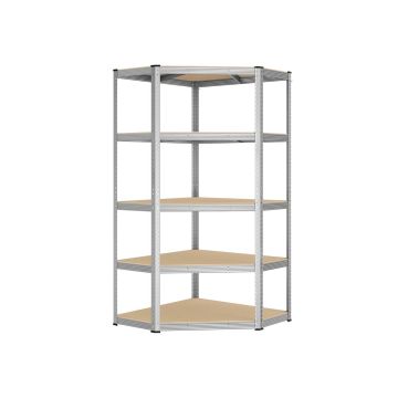 Полка для хранения 90x90x180 см., серебристая/светло-коричневая