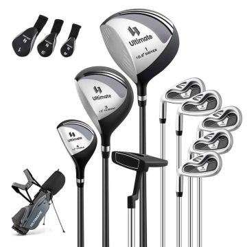 Golf set, left-handed, 460CC driver, 8 clubs, Gray, 83 × 51 × 96 cm