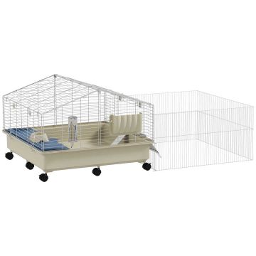 Клетка для грызунов PawHut 173x88x63,5см, белый/песочный