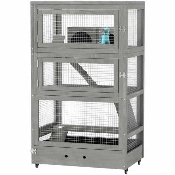 Клетка для грызунов PawHut 65x45x109см, серого цвета