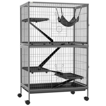 Клетка для грызунов PawHut 80x52x128 см, черная.