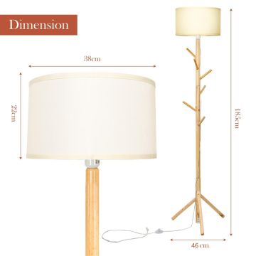 Grīdas lampa Hanker 2in1, 6 āķi, 38 × 46 × 185 cm