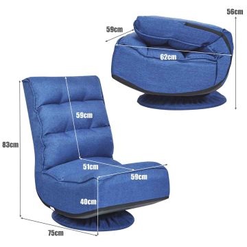 Floor gaming chair, 5 backrest positions, 59 × 83 × 75 cm