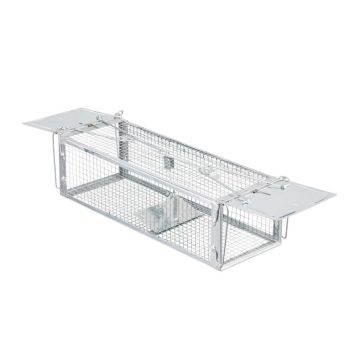 Dzīvu grauzēju slazds Relaxdays 10044689.0, 2 durtiņas, Sudraba, 11,5 × 40 × 14,5 cm