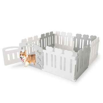 Pet Playpen, 8-piece, Sand, 154 × 154 × 61 cm