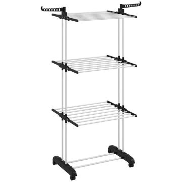 Apģērbu žāvētājs Homcom 73x64x177cm, baltas/melnas krāsas