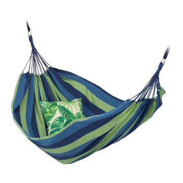 Šūpuļtīkls Relaxdays, 2 cilvēkiem, Zila/zaļa, 150 × 250 cm