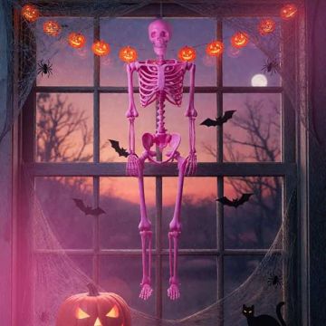 Halloween Skeleton, Life-Size, Pink, 63 × 14 inches