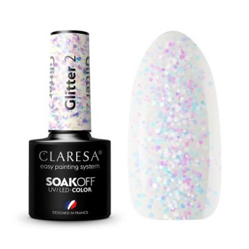 Hibrīda nagu laka Claresa Glitter 2 Hybrid