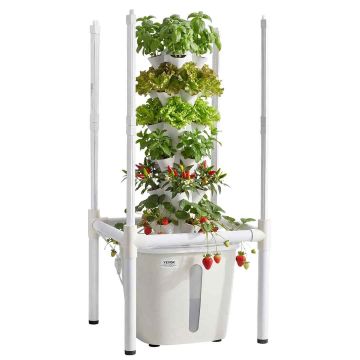 Hidroponikas tornis VEVOR VV2-6C-EU, 6 līmeņi, 30 kapsulas, Balta, 35 × 87 × 35 cm