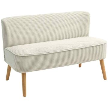 Dīvāns Homcom 117x56,5x77cm, krēmīgas/gaiši brūnas krāsas