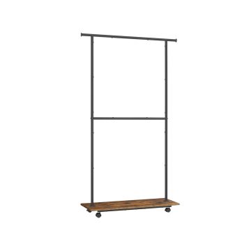 Вешалка для одежды на колесах 35x98,5x180,3см., коричнево-черная