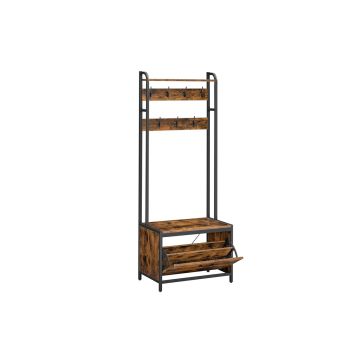 Вешалка с тумбой для обуви 40x65x170 см., коричнево-черная