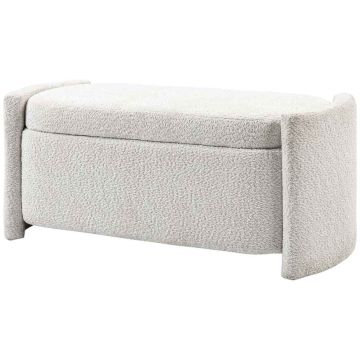 Mīksts sols ar mantu kasti Homcom 105x44x45,5cm, krēmkrāsas