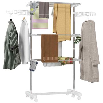 Veļas žāvētājs Homcom 142x55x152cm., sudraba/balts