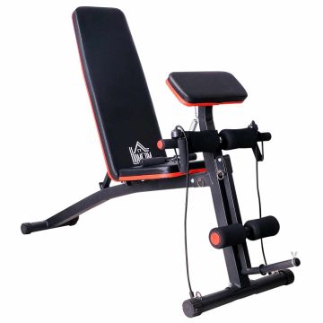 Daudzfunkcionāls treniņu sols Homcom 54x160x106cm, melnas/sarkanas krāsas