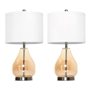 Komplekts no 2 galda lampām Homcom 30x30x56cm, baltas/sudraba krāsas