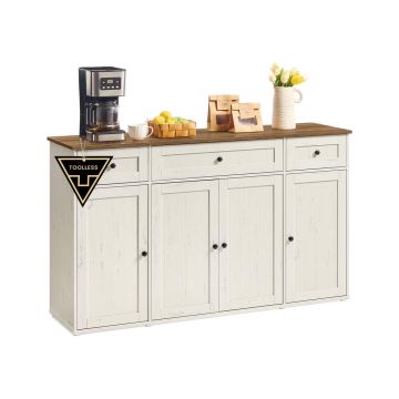 Bufete SONGMICS HOME BBK376WJ02, Regulējami plaukti, Balta/brūna, 39 × 81,3 × 140 cm