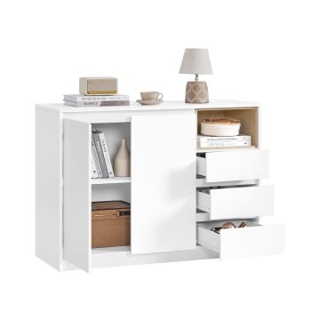 Bufetes skapis VASAGLE, 3 atvilktnes, Balts, 103,3 × 74,5 × 40 cm