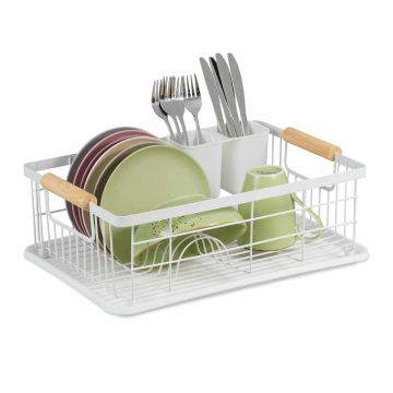 Сушилка для посуды Relaxdays, с корзиной для приборов, 42 × 15,5 × 31 см