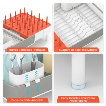 Dish drying rack, Expandable, 52.1 × 31.8 × 11.4 cm