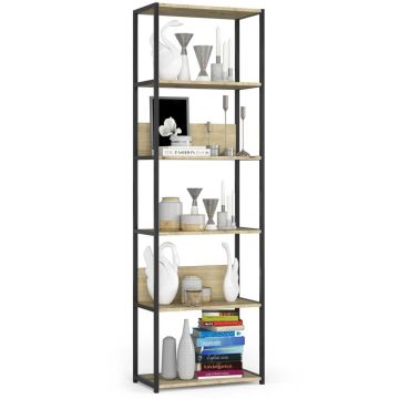 Индустриальный стеллаж LOFT, 6 полок, чёрный/дубовый, 60 × 192 × 32 см