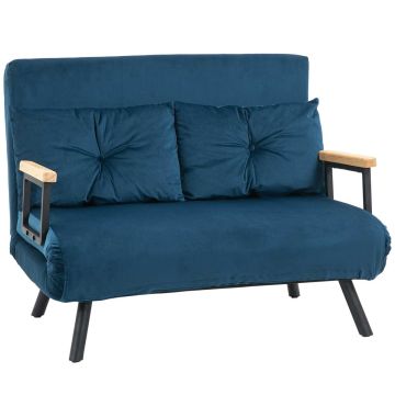 Dīvāns-gulta Homcom 102x73x81cm, tumši zils/melns