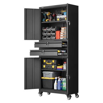 Шкаф для хранения инструментов VEVOR CB01, 4 дверцы, 2 ящика, 76 × 38 × 190,5 см