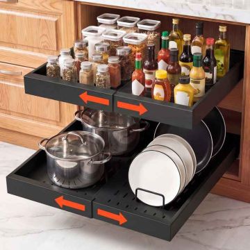 Izvelkams skapīša organizators VEVOR YS2512152B2, 2 gab, Melna, 52 × 6,5 × 30,2 cm