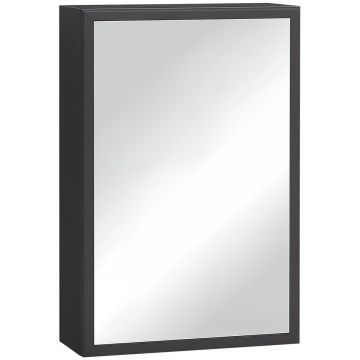 Vannas istabas skapītis ar spoguli Kleankin 40x15x60cm, melnas krāsas
