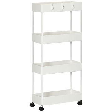 Virtuves ratiņš Homcom 40x19x90cm, baltas krāsas
