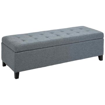 Mīksts sols ar mantu kasti Homcom 125x49x41,5cm, pelēkas/melnas krāsas