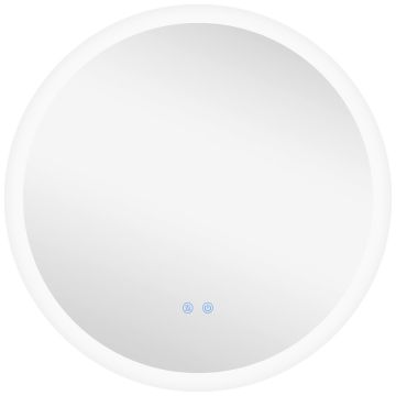 Vannas istabas spogulis ar LED apgaismojumu Kleankin 70x70x3cm, balts