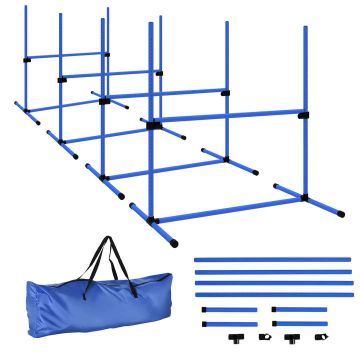 Suņu treniņu komplekts no 4 daļām PawHut 99x65x94cm, zils
