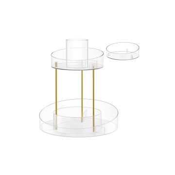 Прозрачный органайзер для косметики 25,2x25,2x29 см., золотистого цвета