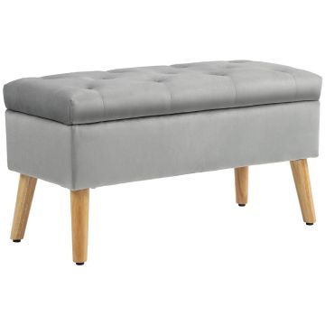 Mīksts sols ar mantu kasti Homcom 80x35x40cm, pelēkas/gaiši brūnas krāsas