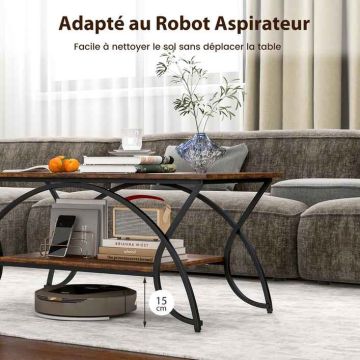 Black metal coffee table with two shelves, 100 x 50 x 45 cm