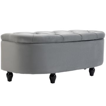 Mīksts sols ar noliktavu Homcom 120x46x42cm, tumši pelēks/melns