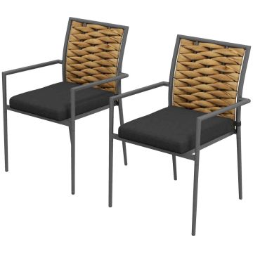 2 āra dārza krēslu komplekts Outsunny 57x58x87cm, melnas/brūnas krāsas