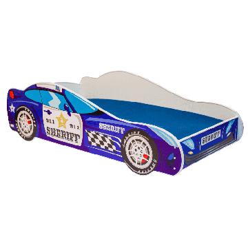 Bērnu gulta Car II ar matraci 150 cm x 74 cm x 44 cm, šerifa automašīna