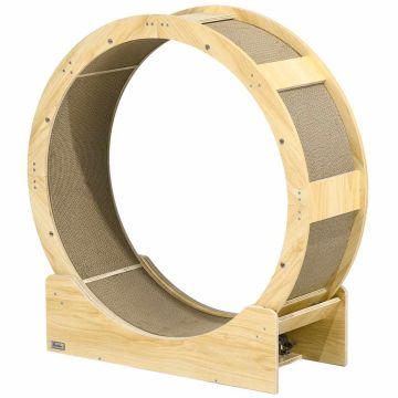 Кошачье беговое колесо/когтеточка PawHut 91x33,5x94см, светло-коричневого цвета
