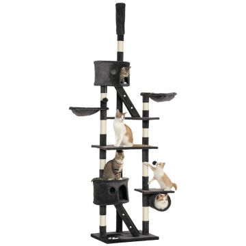 Когтеточка для кошек, 2 гамака, 2 ниши, 60 × 240–260 × 45 см